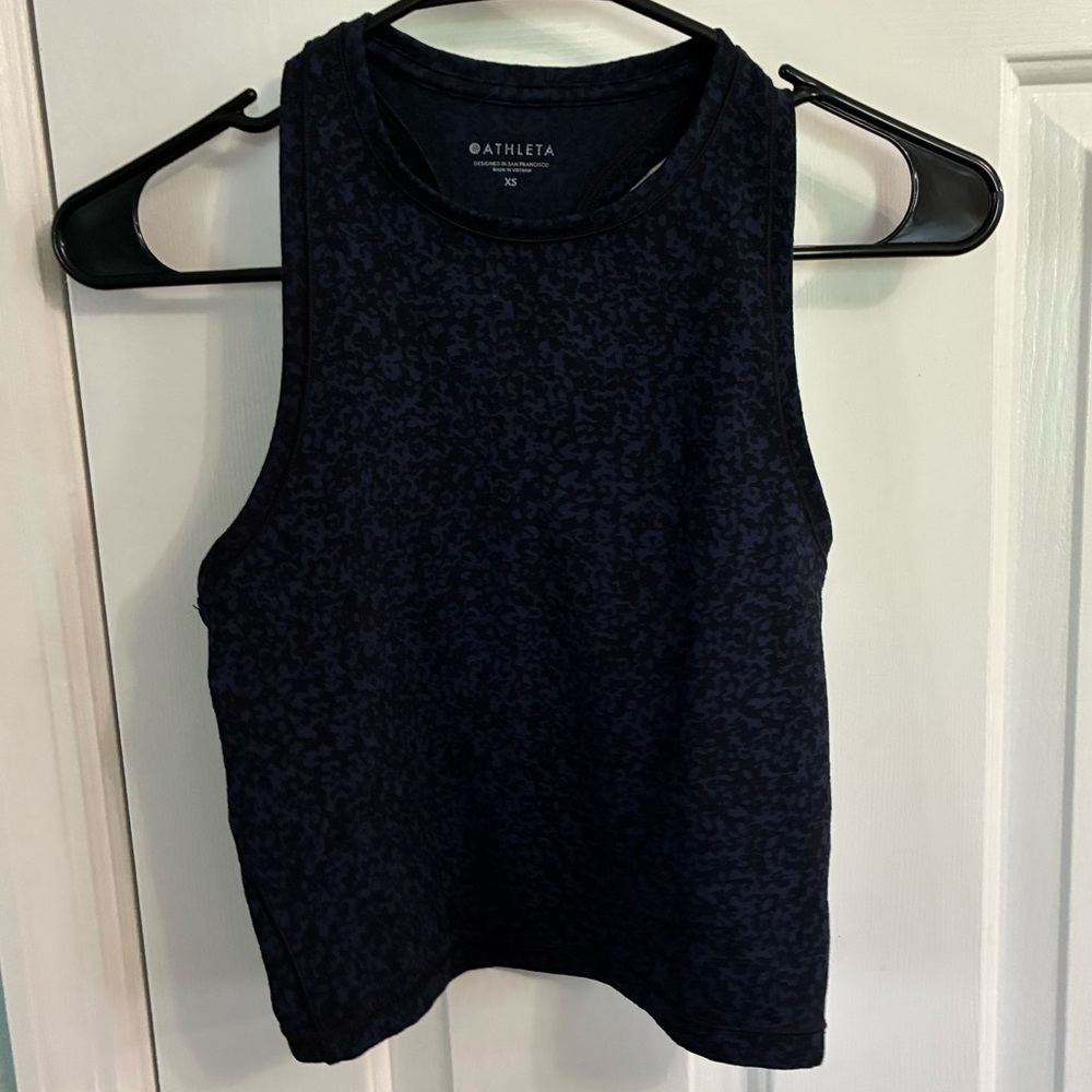Athleta Navy and Black Patterned Performance Tank